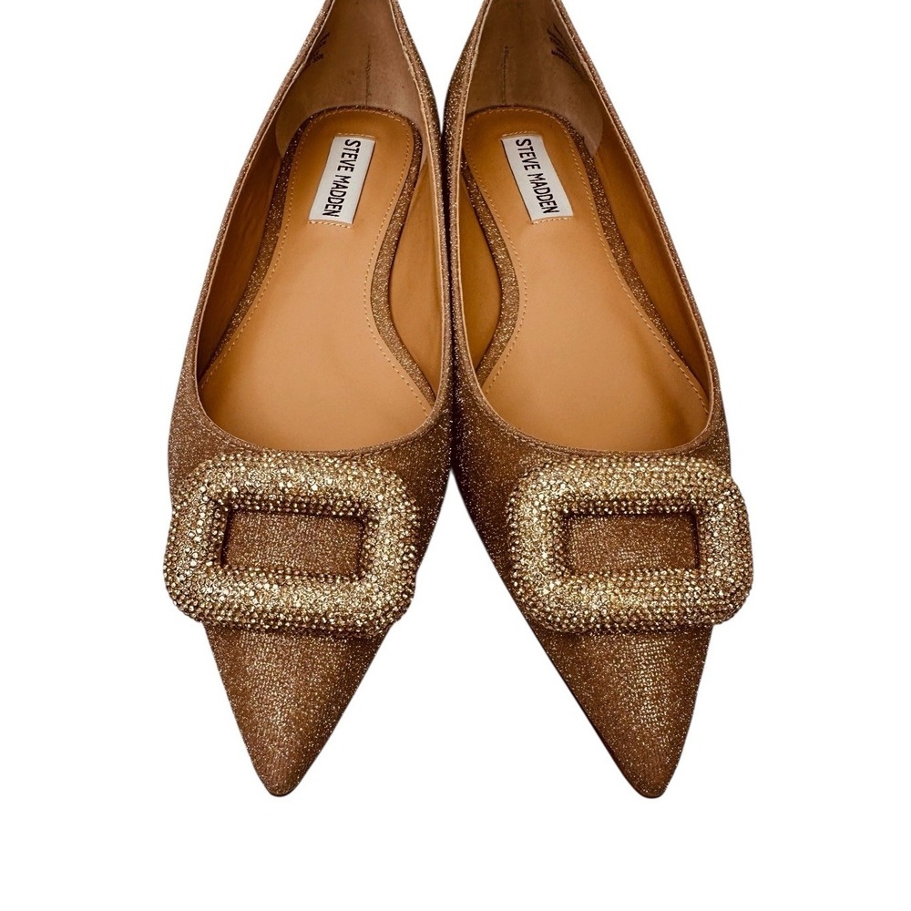 Women's Steve Madden Tink Color Gold Pointy Ballet Flat Size 8M NWB - Picture 11 of 13